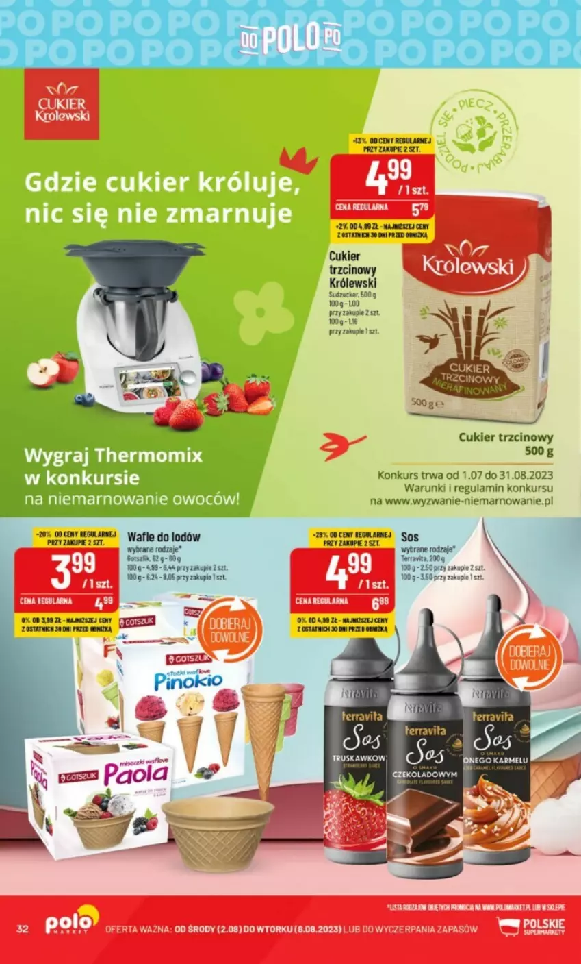 Gazetka promocyjna PoloMarket - ważna 02.08 do 08.08.2023 - strona 26 - produkty: Cukier, Cukier trzcinowy, Królewski, Sos, Wafle, Wafle do lodów