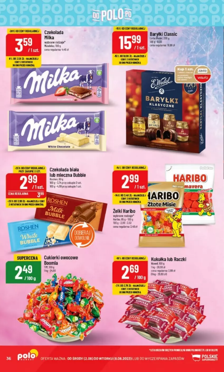 Gazetka promocyjna PoloMarket - ważna 02.08 do 08.08.2023 - strona 30 - produkty: Baryłki, Czekolada, Haribo, Miecz, Milka, Wawel