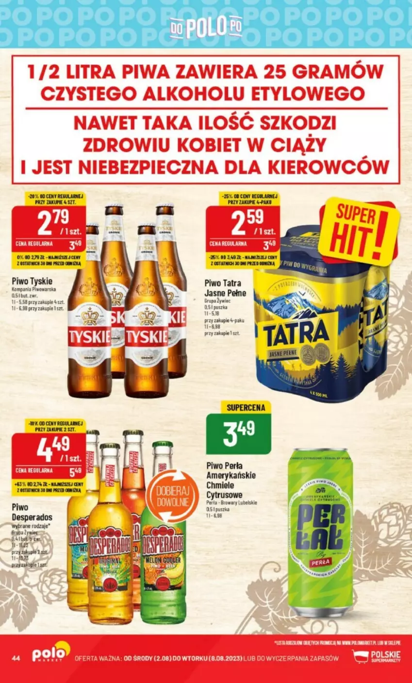 Gazetka promocyjna PoloMarket - ważna 02.08 do 08.08.2023 - strona 39 - produkty: Desperados, Perła, Piwo, Tatra, Tyskie