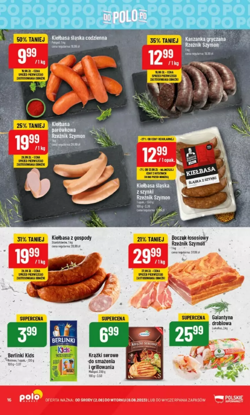 Gazetka promocyjna PoloMarket - ważna 02.08 do 08.08.2023 - strona 8 - produkty: Berlinki, Boczek, Gala, Galantyna, Galantyna drobiowa, Kiełbasa, LG, Por, Ser, Sos