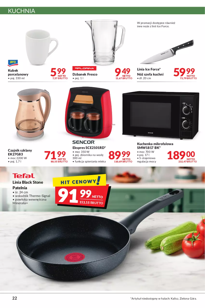 Gazetka promocyjna Makro - [Oferta promocyjna] Artykuły spożywcze i przemysłowe - ważna 08.02 do 21.02.2022 - strona 22 - produkty: Czajnik, Dzbanek, Fa, Fresco, K2, Kubek, Kuchenka mikrofalowa, Kuchnia, Lack, Noż, Nóż szefa kuchni, Patelnia, Por, Top