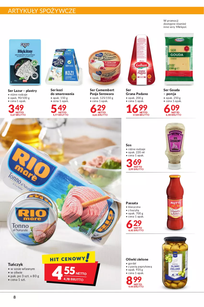 Gazetka promocyjna Makro - [Oferta promocyjna] Artykuły spożywcze i przemysłowe - ważna 08.02 do 21.02.2022 - strona 8 - produkty: Artykuły spożywcze, Bazyl, Camembert, Gouda, Gra, Lazur, Oliwki, Oliwki zielone, Por, Ser, Ser kozi, Sos, Tuńczyk