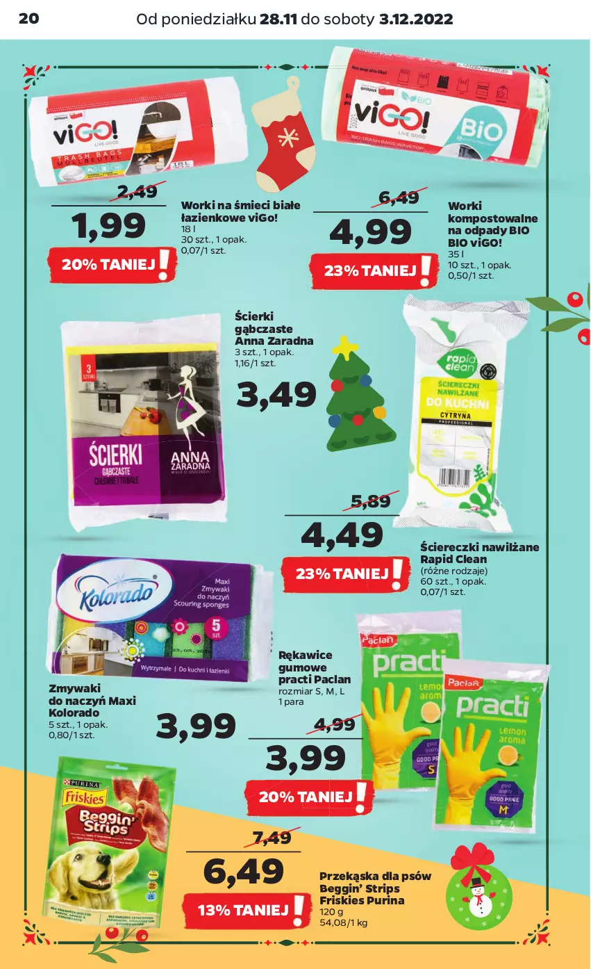 Gazetka promocyjna Netto - Artykuły spożywcze - ważna 28.11 do 03.12.2022 - strona 20 - produkty: Friskies, Gin, Kolorado, Przekąska dla psów, Pur, Purina, Rękawice, Worki na śmiec, Worki na śmieci