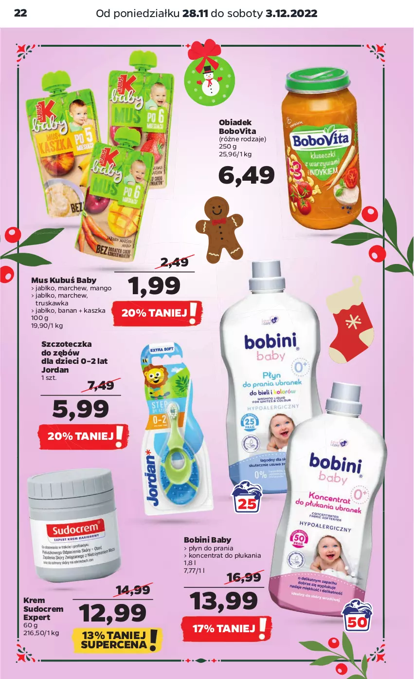 Gazetka promocyjna Netto - Artykuły spożywcze - ważna 28.11 do 03.12.2022 - strona 22 - produkty: BoboVita, Dzieci, Kubuś, Mango, Mus, Płyn do prania, Szczoteczka, Szczoteczka do zębów