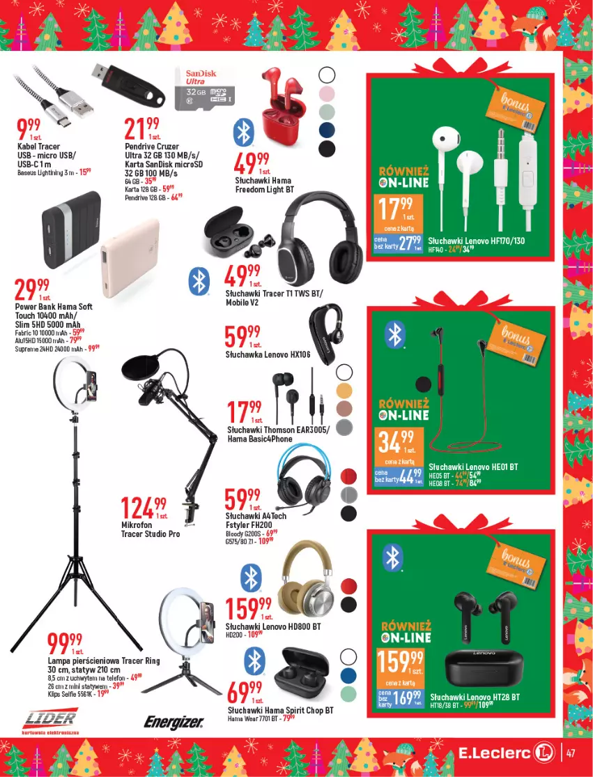 Gazetka promocyjna E Leclerc - ważna 09.11 do 04.12.2021 - strona 47 - produkty: Acer, Fa, Hama, Lampa, Lenovo, Mikrofon, Mobil, Pendrive, Słuchawki, Telefon, Thomson