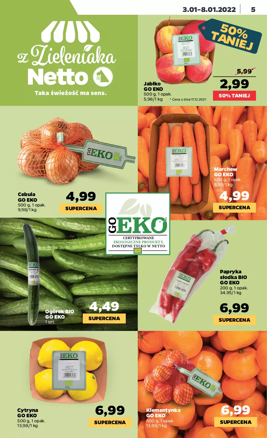 Gazetka promocyjna Netto - Gazetka spożywcza - ważna 03.01 do 08.01.2022 - strona 5 - produkty: Cebula, Ogórek, Papryka, Papryka słodka