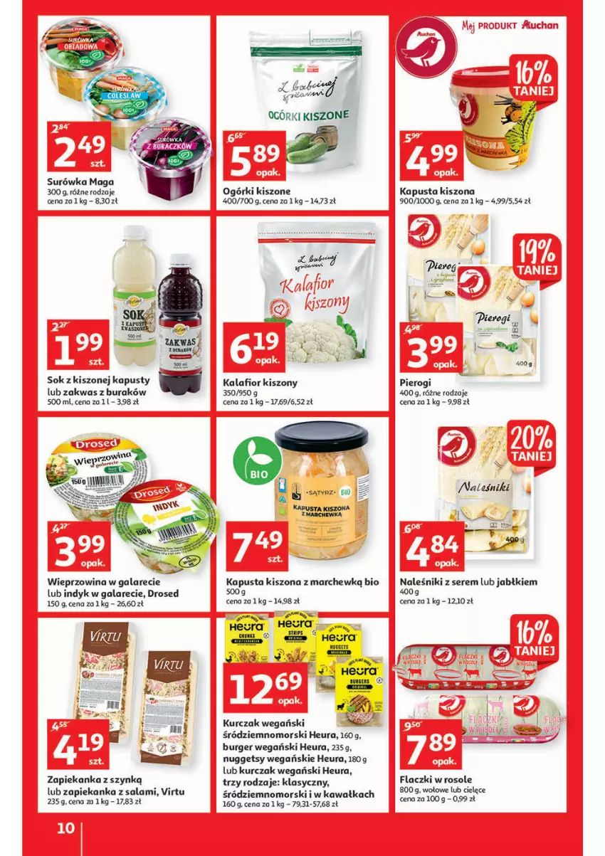 Gazetka promocyjna Auchan - przeNISKIE CENY lecą w dół Hipermarkety - ważna 24.02 do 02.03.2022 - strona 10 - produkty: Burger, Gala, Kalafior, Kalafior kiszony, Kawa, Kurczak, Naleśniki, Pierogi, Salami, Ser, Sok, Surówka, Szafka, Virtu, Wieprzowina, Zapiekanka