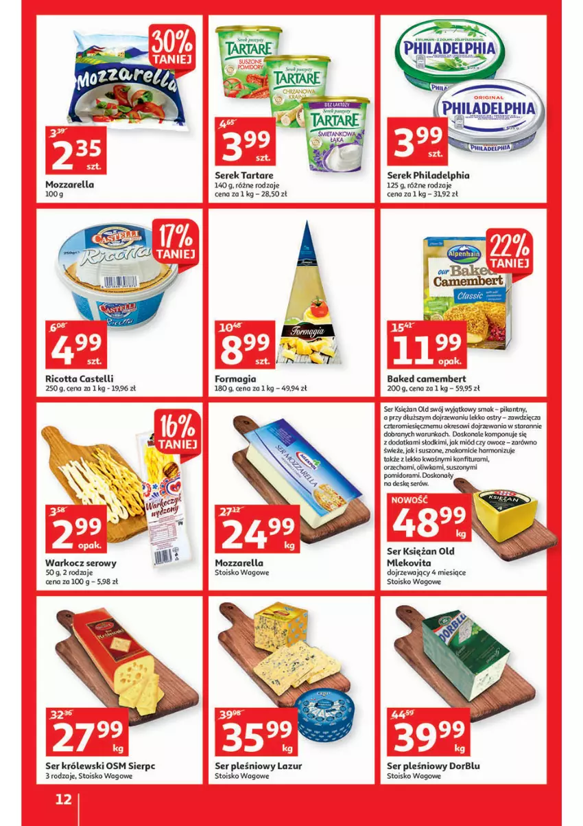 Gazetka promocyjna Auchan - przeNISKIE CENY lecą w dół Hipermarkety - ważna 24.02 do 02.03.2022 - strona 12 - produkty: Camembert, Koc, Konfitura, Królewski, Lazur, Miód, Mleko, Mlekovita, Mozzarella, Owoce, Philadelphia, Ricotta, Ser, Ser pleśniowy, Serek, Tarta, Tartare