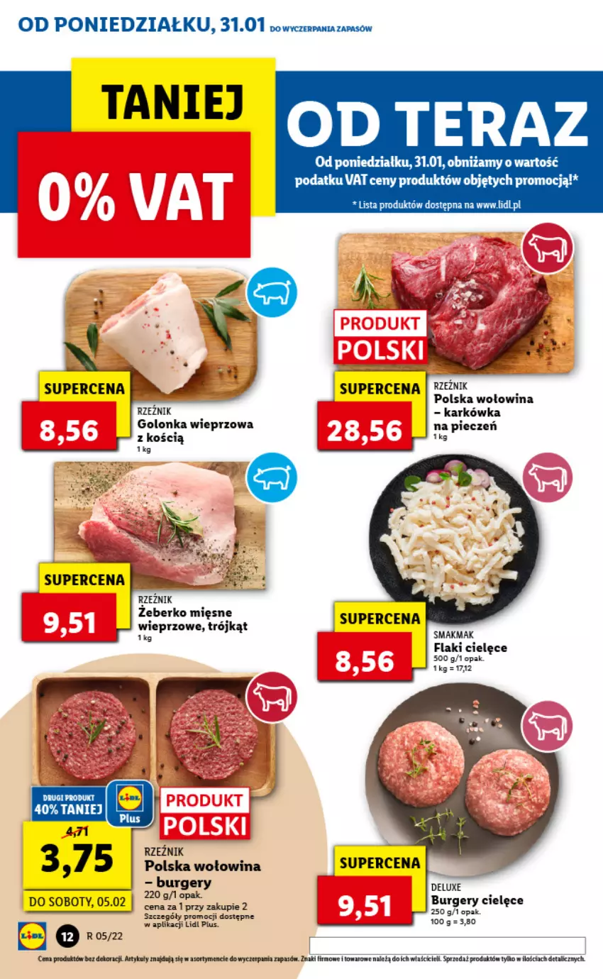 Gazetka promocyjna Lidl - GAZETKA - ważna 31.01 do 02.02.2022 - strona 12 - produkty: Burger, Flaki, Golonka wieprzowa, Piec, Rama, Wołowina