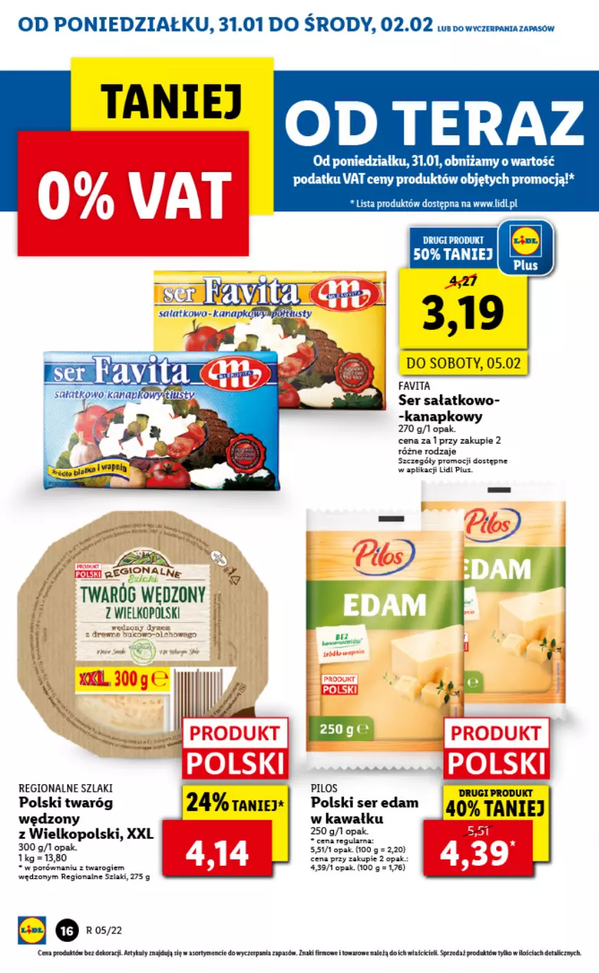 Gazetka promocyjna Lidl - GAZETKA - ważna 31.01 do 02.02.2022 - strona 16 - produkty: Edam, Fa, Favita, Kawa, Por, Rama, Sałat, Ser, Twaróg