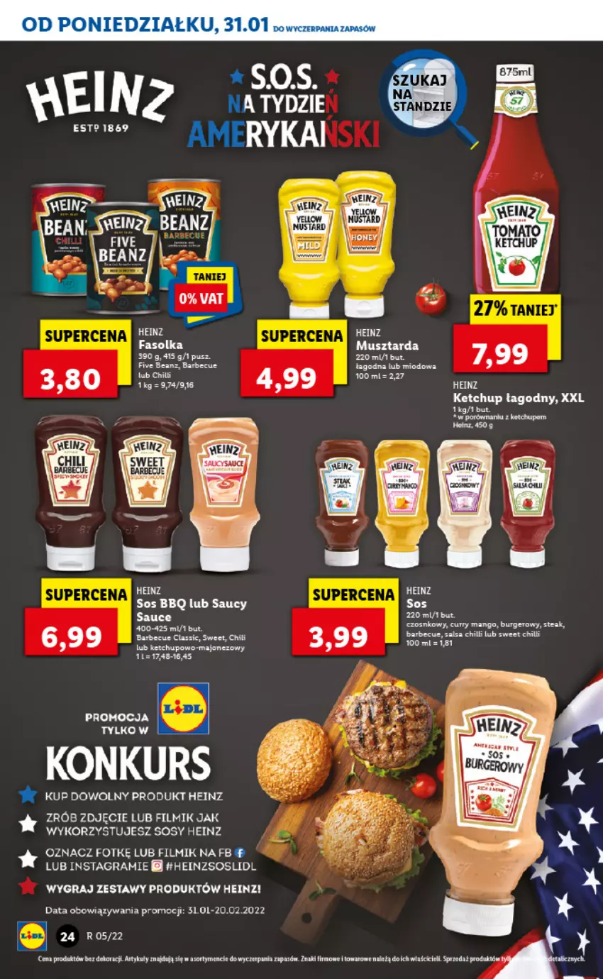 Gazetka promocyjna Lidl - GAZETKA - ważna 31.01 do 02.02.2022 - strona 24 - produkty: Burger, Fa, Gra, Heinz, Ketchup, Leon, Mus, Musztarda, Por, Salsa, Sos