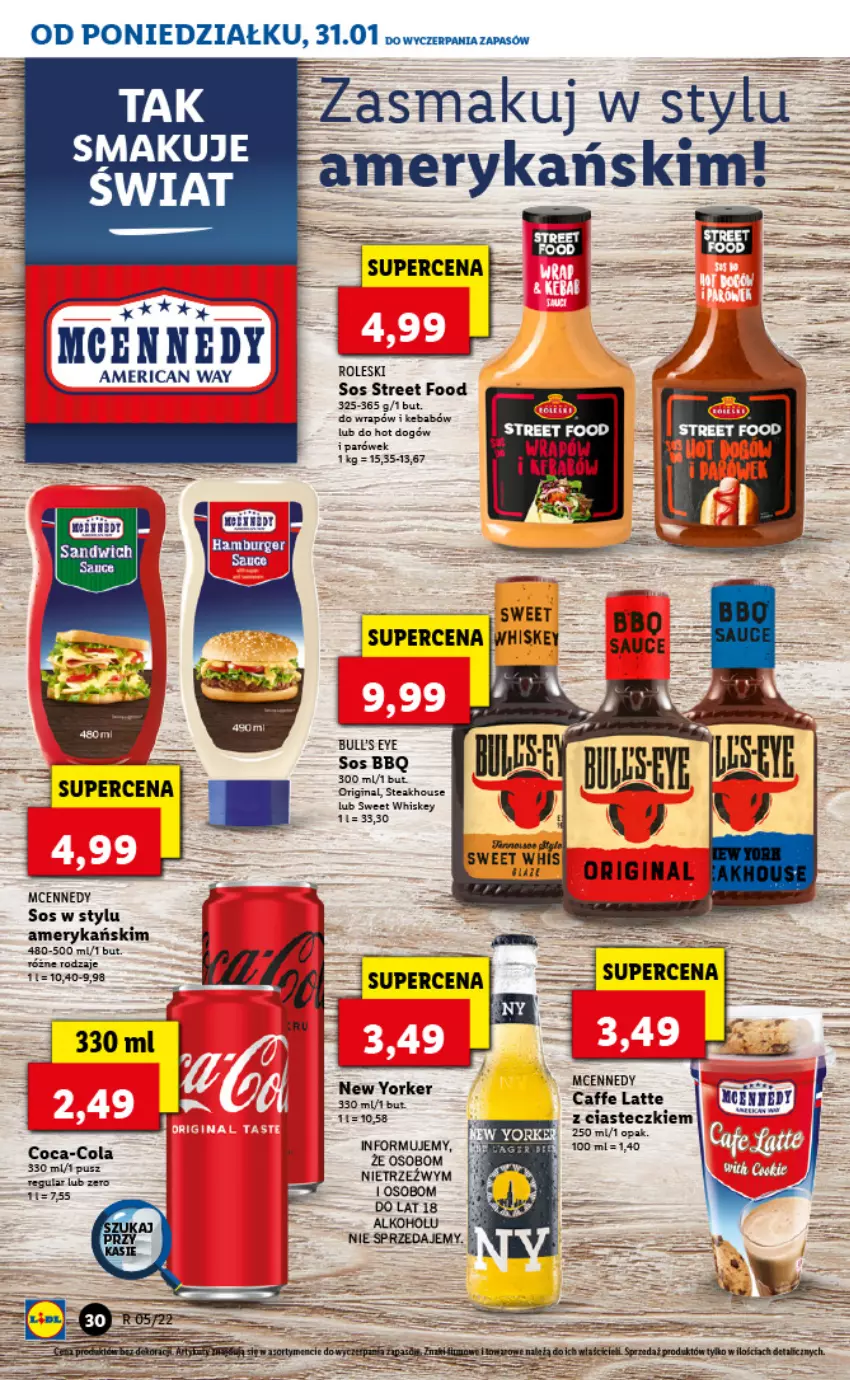 Gazetka promocyjna Lidl - GAZETKA - ważna 31.01 do 02.02.2022 - strona 30 - produkty: Coca-Cola, Gin, Hot dog, Kebab, Orka, Sos, Whiskey