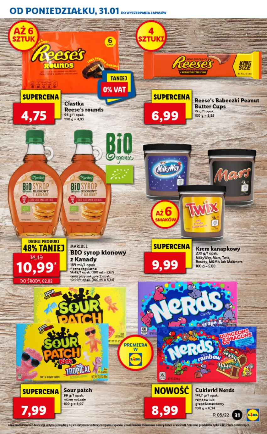 Gazetka promocyjna Lidl - GAZETKA - ważna 31.01 do 02.02.2022 - strona 31 - produkty: Babeczki, Bounty, Ciastka, Cukier, Cukierki, Gra, Mars, Milky Way, Por, Ser, Syrop