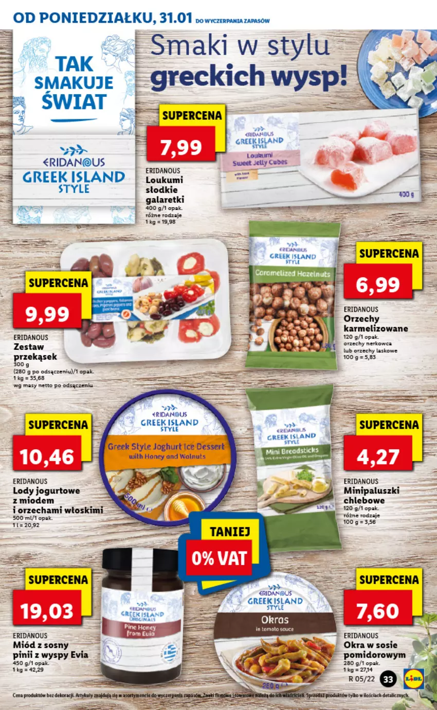 Gazetka promocyjna Lidl - GAZETKA - ważna 31.01 do 02.02.2022 - strona 33 - produkty: Chleb, Gala, Galaretki, Isla, Jogurt, Laur, Lody, Miód, Ser, Sos