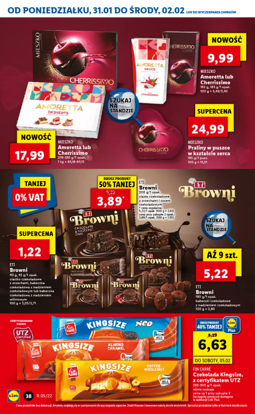 Gazetka promocyjna Lidl - GAZETKA - ważna 31.01 do 02.02.2022 - strona 38 - produkty: Babeczki, Ciasto czekoladowe, Czekolada, Fa, Leon, LG, Praliny, Ser