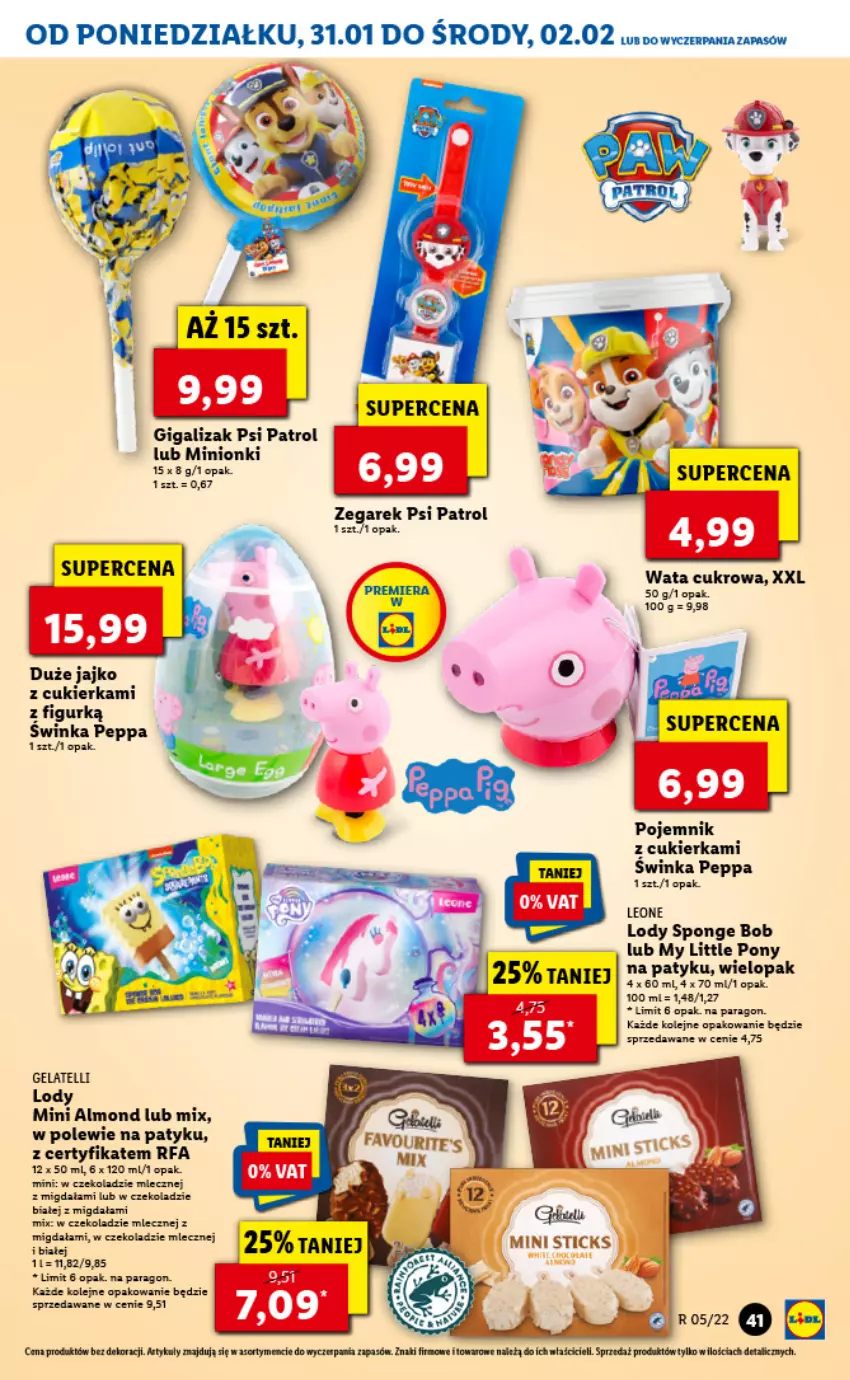 Gazetka promocyjna Lidl - GAZETKA - ważna 31.01 do 02.02.2022 - strona 41 - produkty: Cukier, Fa, Inka, Leon, Lody, My Little Pony, Olej, Pojemnik, Psi Patrol, Wata cukrowa, Zegar, Zegarek