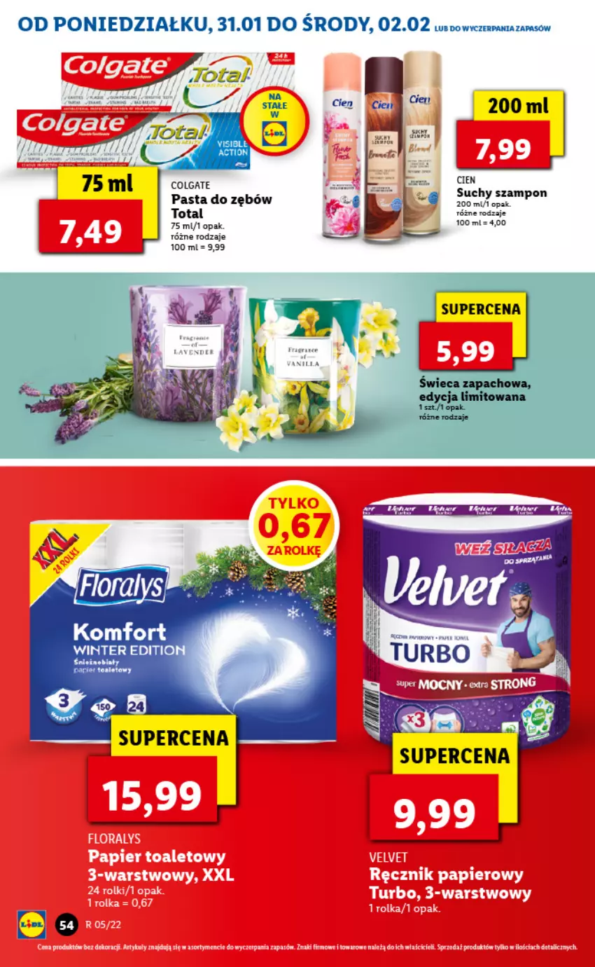 Gazetka promocyjna Lidl - GAZETKA - ważna 31.01 do 02.02.2022 - strona 54 - produkty: Papier, Papier toaletowy, Pasta do zębów, Szampon