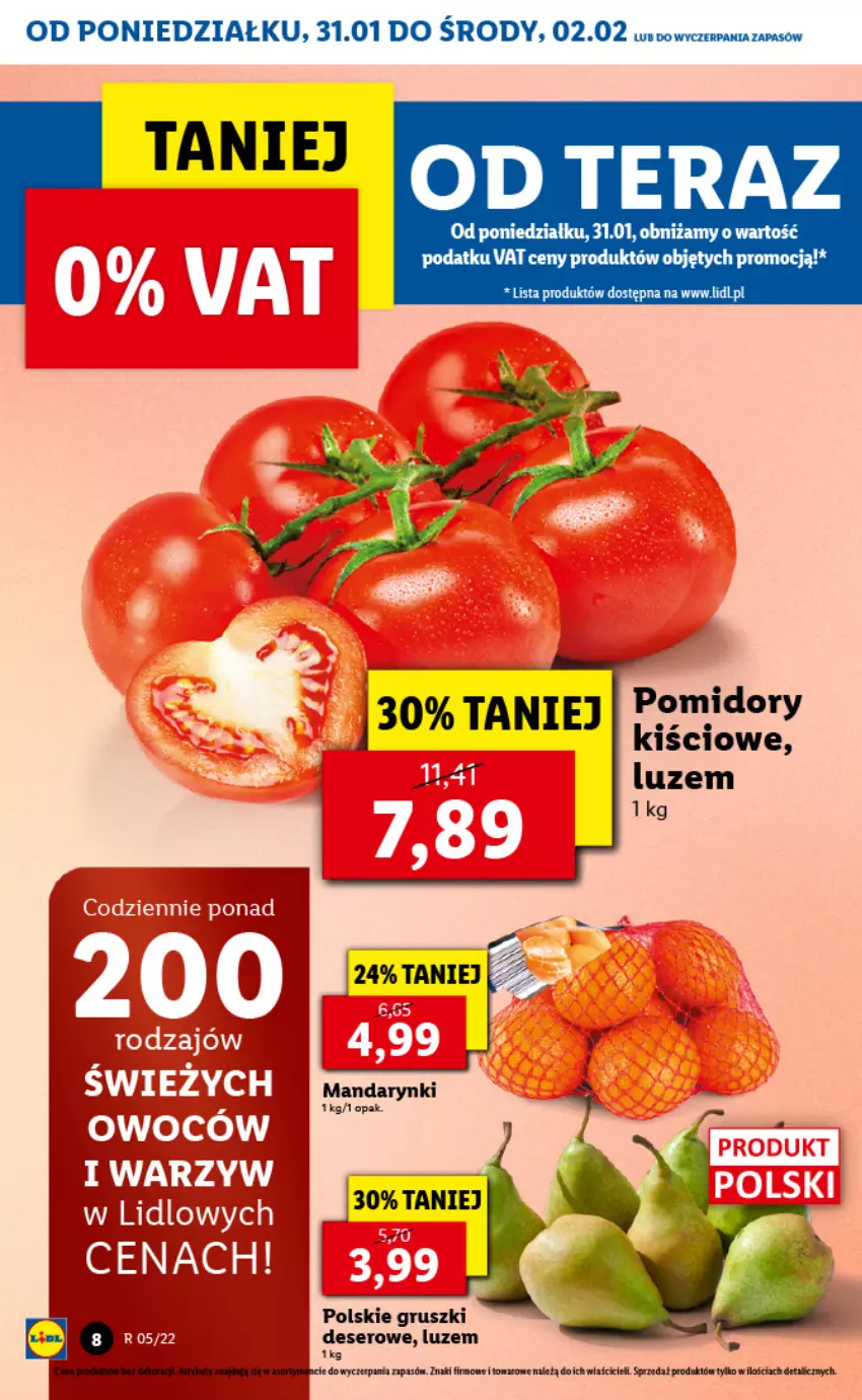 Gazetka promocyjna Lidl - GAZETKA - ważna 31.01 do 02.02.2022 - strona 8 - produkty: Deser, Fa, Gruszki, Mandarynki, Ser