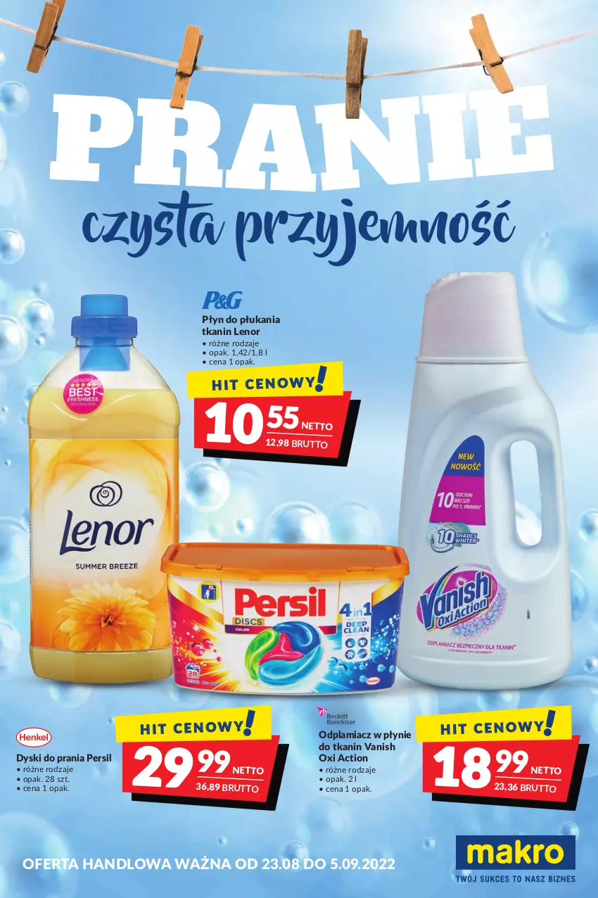 Gazetka promocyjna Makro - [Oferta specjalna] Pranie czysta przyjemność - ważna 23.08 do 05.09.2022 - strona 1 - produkty: Lenor, Odplamiacz, Persil, Płyn do płukania, Vanish