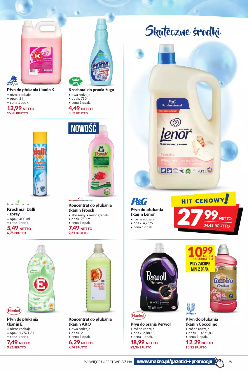 Gazetka promocyjna Makro - [Oferta specjalna] Pranie czysta przyjemność - ważna 23.08 do 05.09.2022 - strona 5 - produkty: Coccolino, Frosch, Gra, Granat, Lenor, Perwoll, Płyn do płukania, Płyn do prania