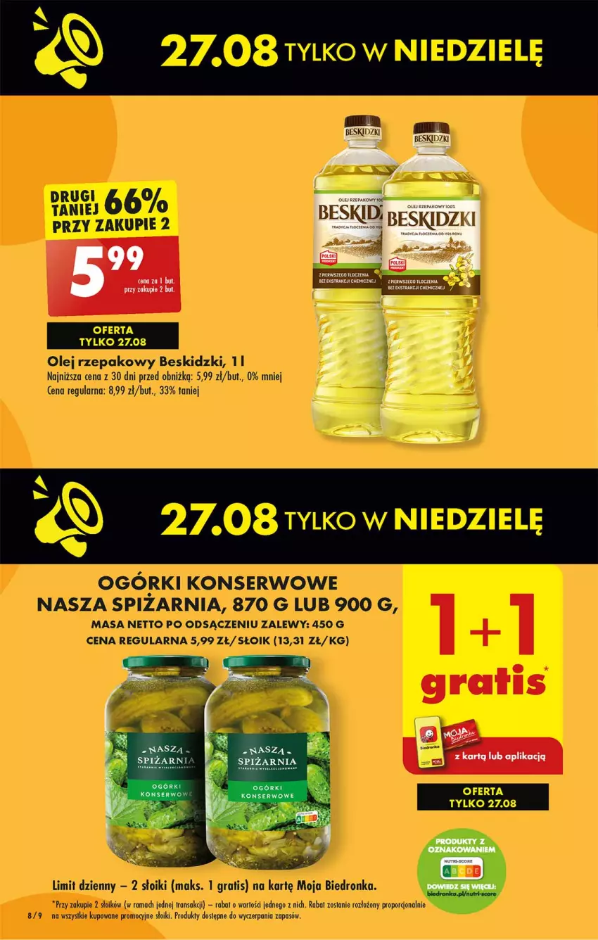 Gazetka promocyjna Biedronka - Od czwartku - ważna 24.08 do 30.08.2023 - strona 8 - produkty: Ba!, Dron, Fa, Gra, Olej, Olej rzepakowy, Por, Rama, Ser