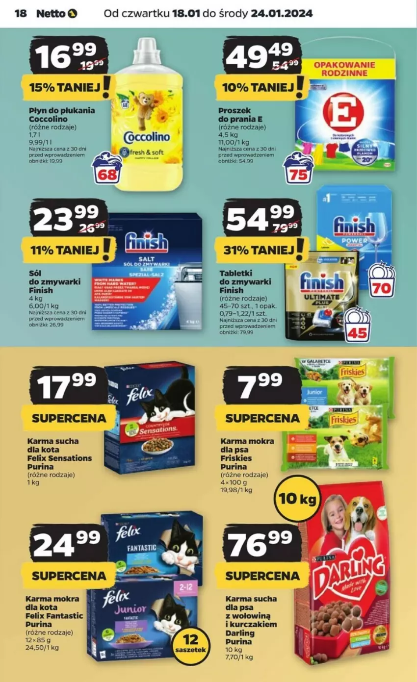 Gazetka promocyjna Netto - ważna 18.01 do 24.01.2024 - strona 10 - produkty: Fa, Fanta, Felix, Friskies, Kurczak, Płyn do płukania, Proszek do prania, Pur, Purina, Sati