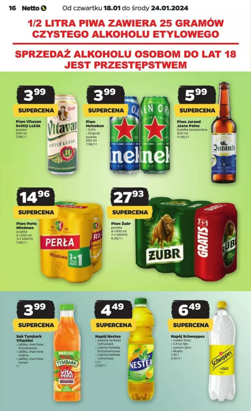 Gazetka promocyjna Netto - ważna 18.01 do 24.01.2024 - strona 8 - produkty: Gra, Herbata, Napój, Nestea, Piwa, Schweppes