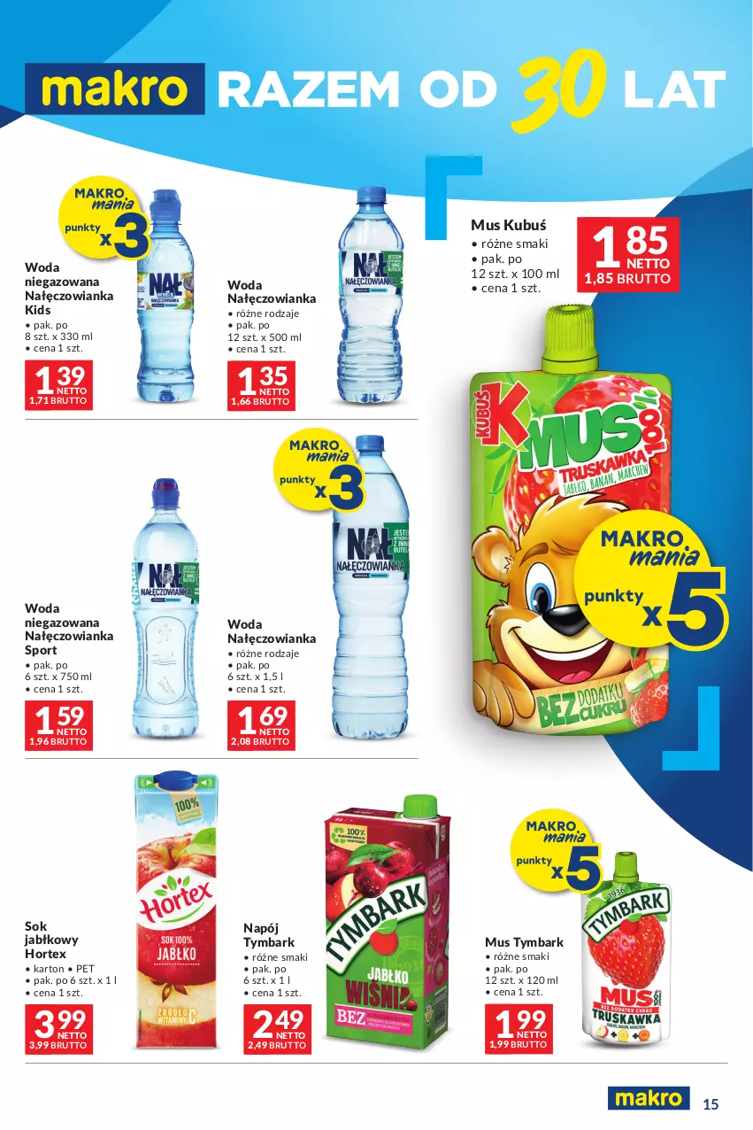 Gazetka promocyjna Makro - Oferta dla Twojego biznesu - ważna 19.03 do 30.03.2024 - strona 14 - produkty: Hortex, Kubuś, Mus, Nałęczowianka, Napój, Por, Sok, Sok jabłkowy, Sport, Tymbark, Woda, Woda niegazowana