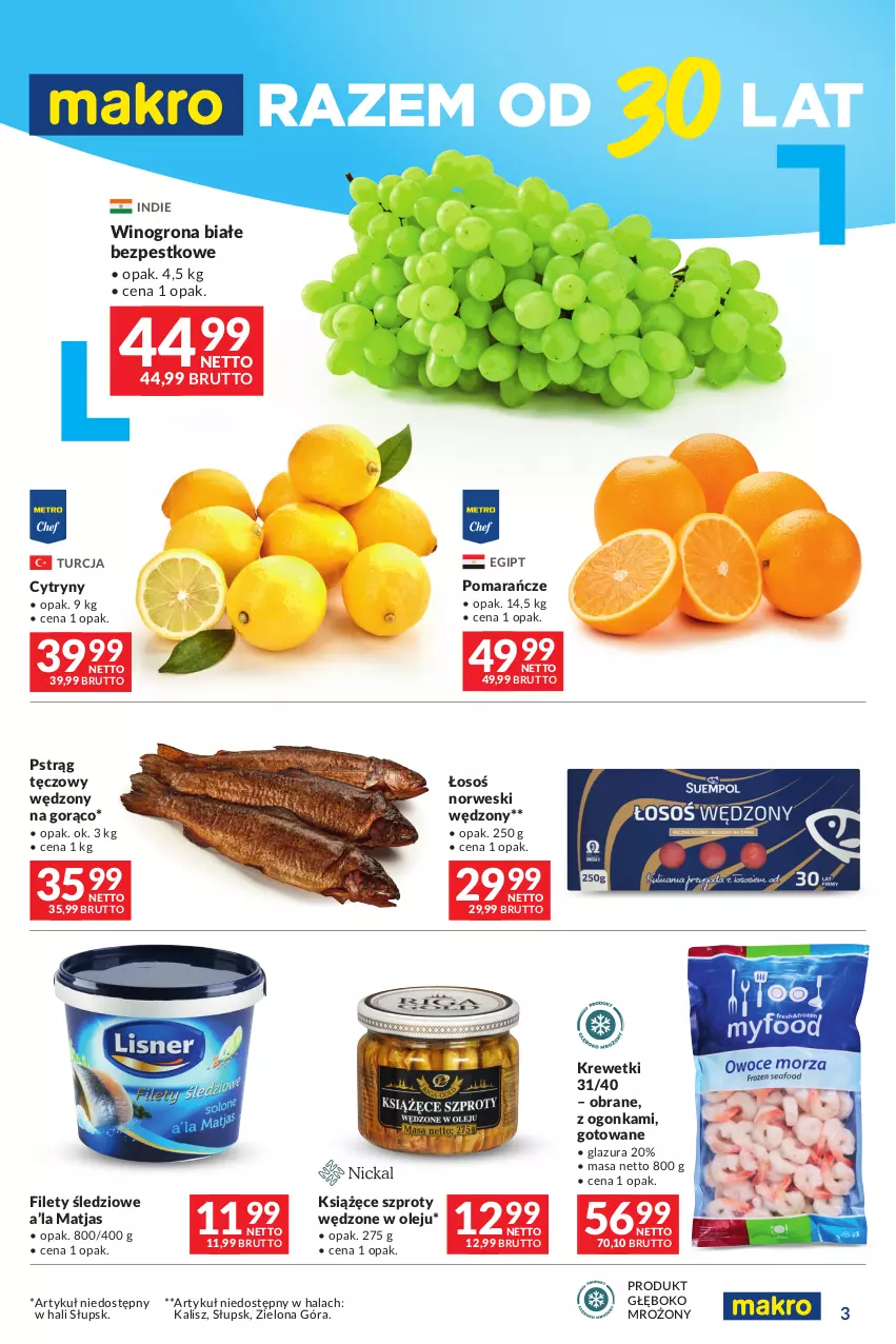 Gazetka promocyjna Makro - Oferta dla Twojego biznesu - ważna 19.03 do 30.03.2024 - strona 2 - produkty: Cytryny, Glazura, Krewetki, Książęce, Lazur, Matjas, Olej, Pomarańcze, Pstrąg, Pstrąg tęczowy, Szprot, Wino, Winogrona