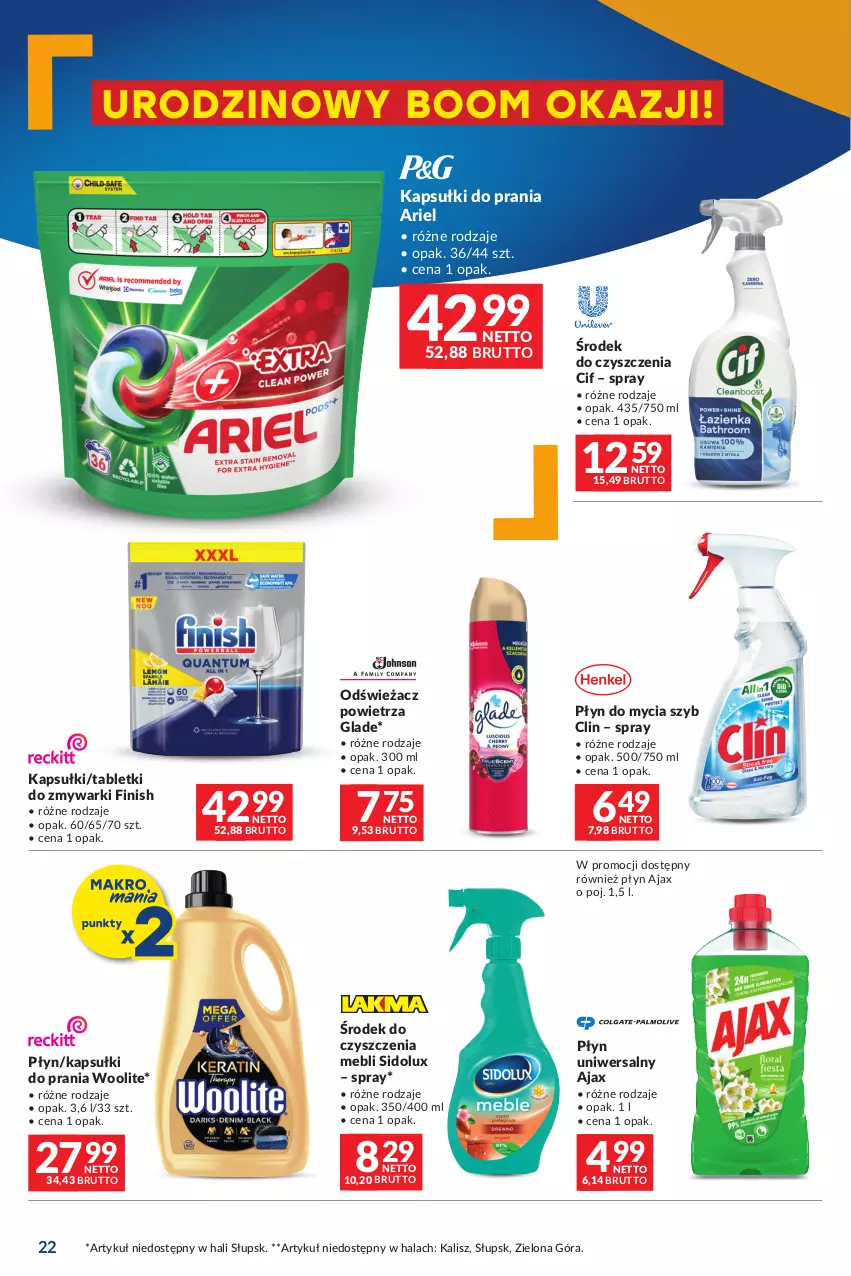 Gazetka promocyjna Makro - Oferta dla Twojego biznesu - ważna 19.03 do 30.03.2024 - strona 21 - produkty: Ajax, Ariel, Cif, Clin, Finish, Kapsułki do prania, Odświeżacz powietrza, Płyn do mycia, Sidolux, Tablet, Tabletki do zmywarki, Woolite, Zmywarki