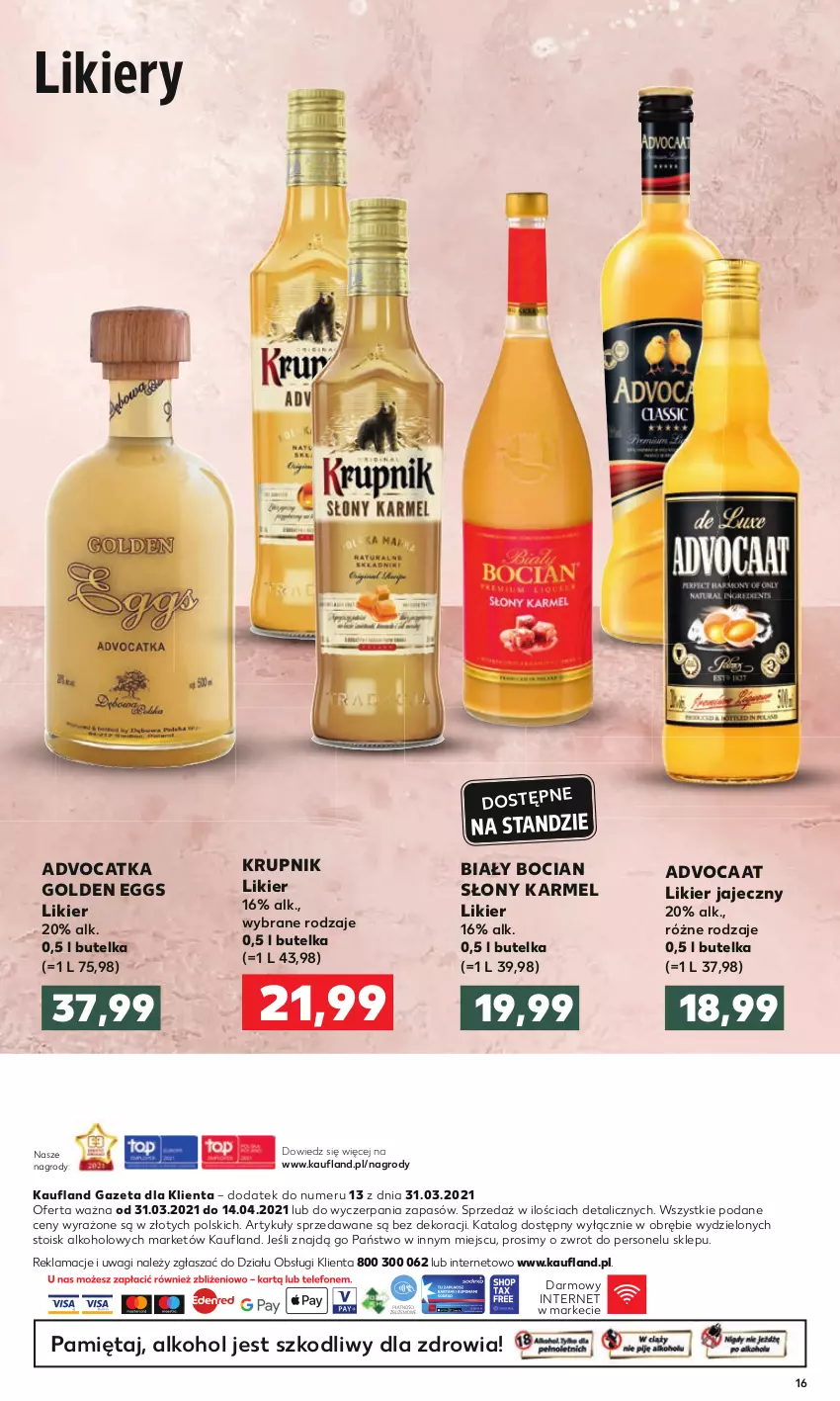 Gazetka promocyjna Kaufland - Barek - ważna 31.03 do 14.04.2021 - strona 16 - produkty: Advocaat, Biały Bocian, Krupnik, Likier, Likier jajeczny, Mięta, Wagi