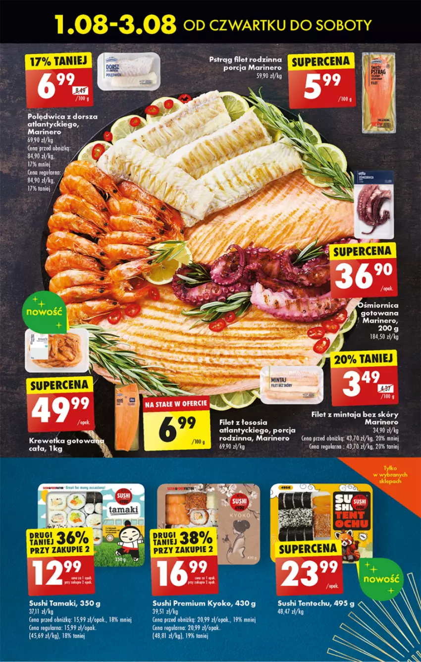 Gazetka promocyjna Biedronka - Od czwartku - ważna 01.08 do 07.08.2024 - strona 27 - produkty: Dorsz, Filet z mintaja, Mintaj, Polędwica, Por, Sos, Sushi