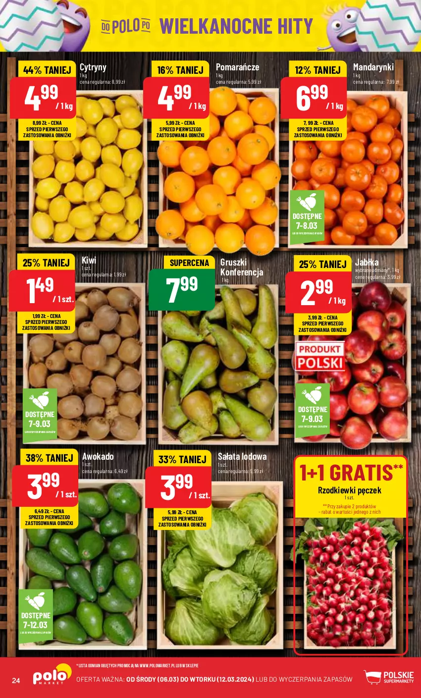 Gazetka promocyjna PoloMarket - Gazetka pomocyjna - ważna 06.03 do 12.03.2023 - strona 24 - produkty: Cytryny, Gra, Gruszki, Jabłka, Kiwi, Mandarynki, Pomarańcze, Sałat, Sałata lodowa