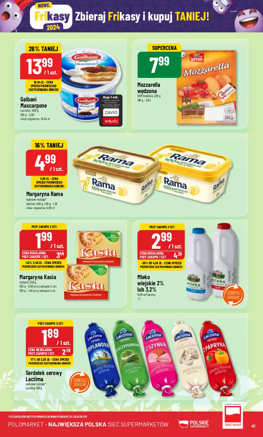 Gazetka promocyjna PoloMarket - Gazetka pomocyjna - ważna 06.03 do 12.03.2023 - strona 41 - produkty: Galbani, Kasia, Margaryna, Mascarpone, Mleko, Mozzarella, Rama, Ser