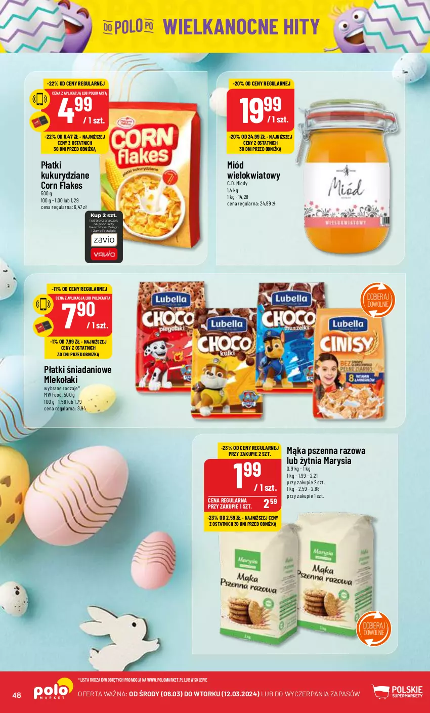 Gazetka promocyjna PoloMarket - Gazetka pomocyjna - ważna 06.03 do 12.03.2023 - strona 48 - produkty: Corn flakes, Danio, Mąka, Mąka pszenna, Miód, Mleko