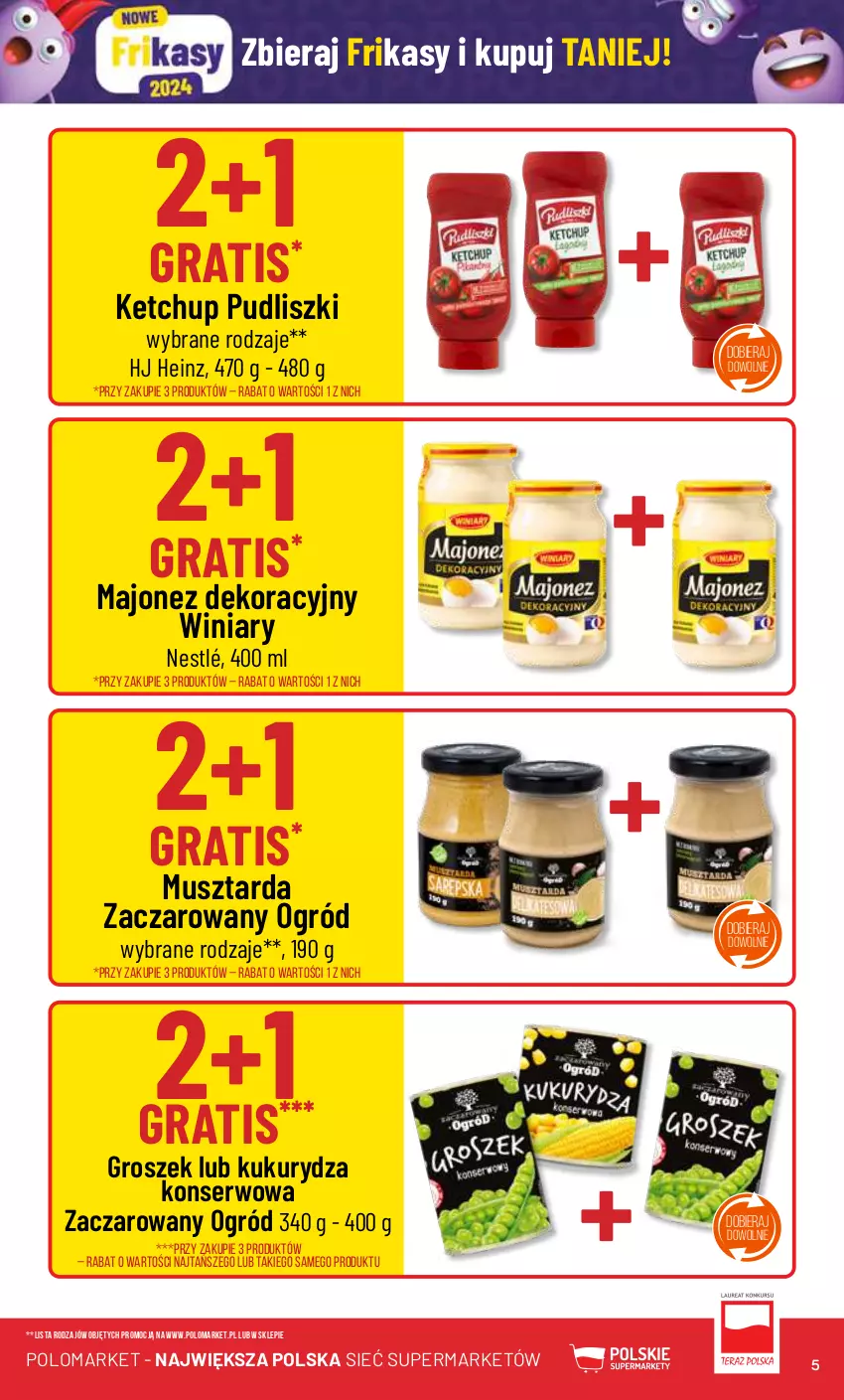 Gazetka promocyjna PoloMarket - Gazetka pomocyjna - ważna 06.03 do 12.03.2023 - strona 5 - produkty: Gra, Groszek, Heinz, Ketchup, Kukurydza, Kukurydza konserwowa, Majonez, Mus, Musztarda, Nestlé, Ogród, Pudliszki, Ser, Winiary