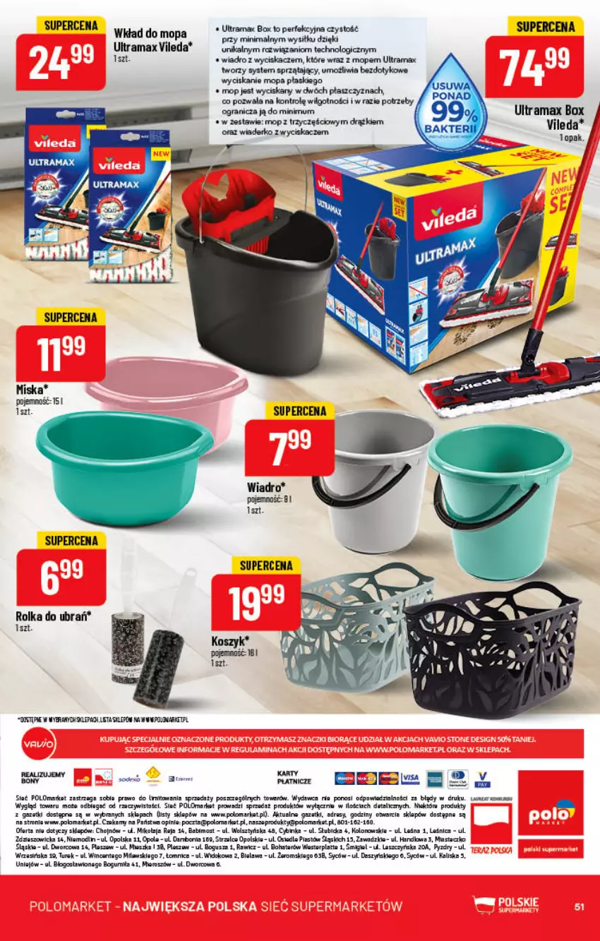 Gazetka promocyjna PoloMarket - Gazetka pomocyjna - ważna 11.05 do 17.05.2022 - strona 51 - produkty: Astor, BIC, Dres, Fa, Gra, Kosz, LG, Miska, Mop, Piast, Płaszcz, Rama, Tago, Vileda, Wiadro, Wiadro z wyciskaczem, Wkład do mopa