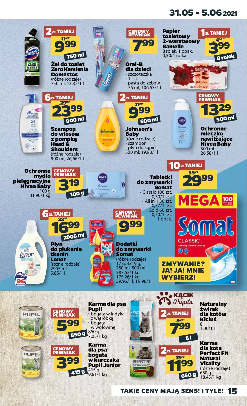 Gazetka promocyjna Netto - Gazetka spożywcza - ważna 31.05 do 05.06.2021 - strona 15 - produkty: Baby O, Domestos, Dzieci, Kurczak, Lenor, Mleczko, Mydło, Nivea, Nivea Baby, Papier, Papier toaletowy, Pasta do zębów, Płyn do kąpieli, Płyn do płukania, Somat, Szampon, Szczoteczka, Tablet, Tabletki do zmywarki, Zmywarki