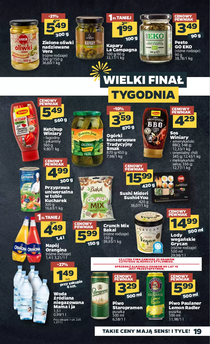 Gazetka promocyjna Netto - Gazetka spożywcza - ważna 31.05 do 05.06.2021 - strona 19 - produkty: Gin, Gra, Gry, Kapary, Ketchup, Kucharek, LANA, Lody, Napój, Ogórki konserwowe, Oliwki, Pesto, Piwa, Piwo, Przyprawa uniwersalna, Radler, Salsa, Ser, Sos, Sushi, Winiary, Woda