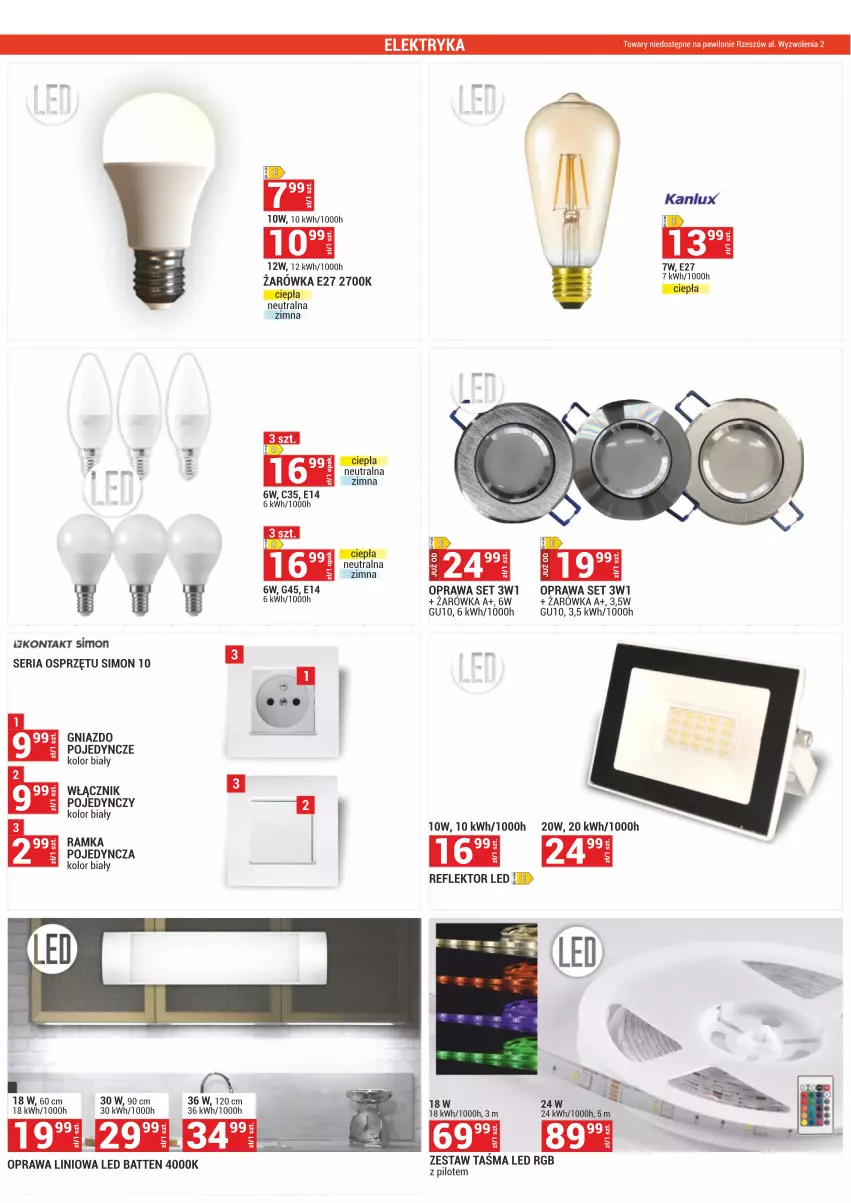 Gazetka promocyjna Merkury Market - ważna 01.09 do 30.09.2022 - strona 13 - produkty: Gniazdo pojedyncze, Ramka, Reflektor, Reflektor LED, Ser, Włącznik pojedynczy