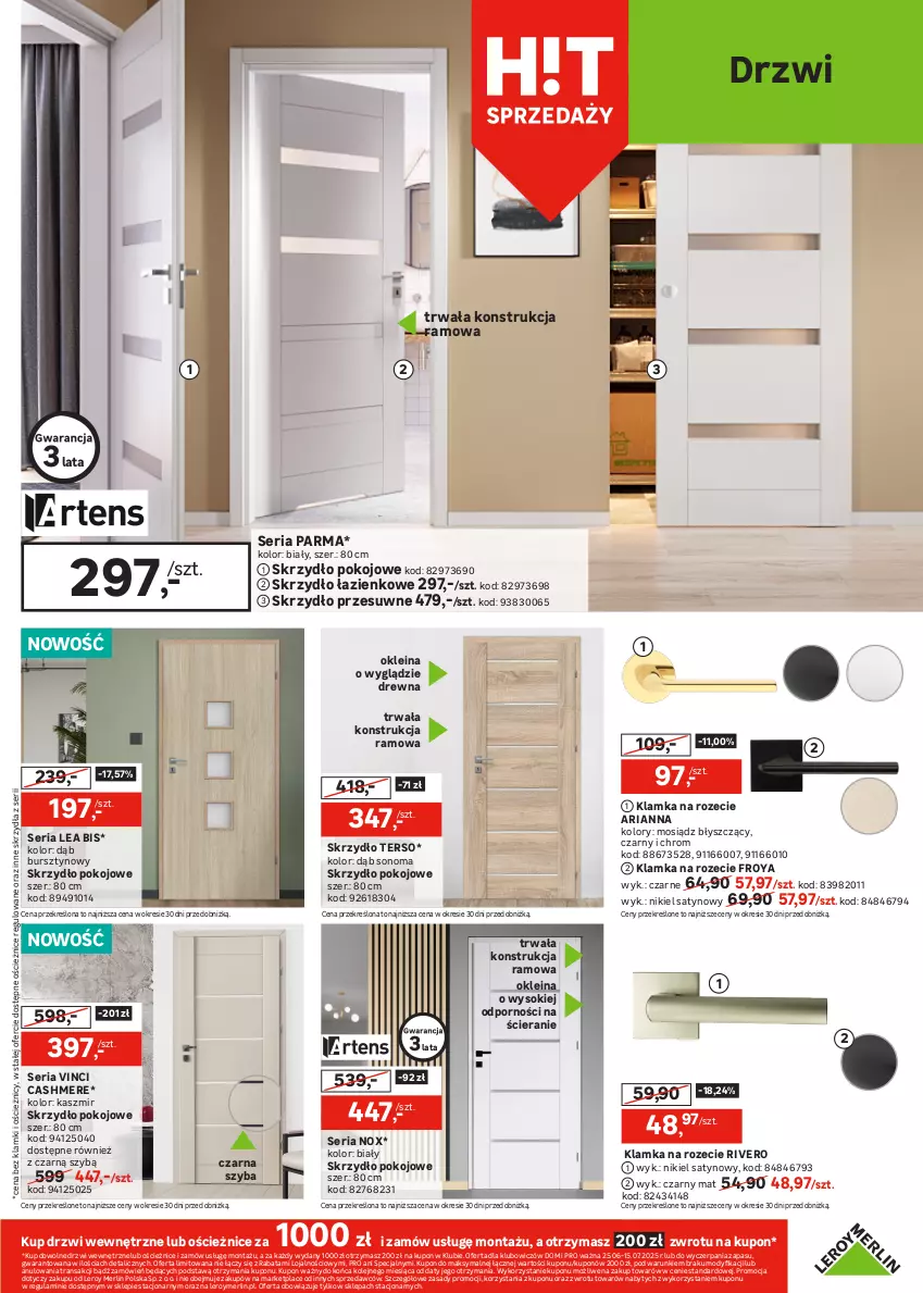 Gazetka promocyjna Leroy Merlin - Gazetka Leroy Merlin - ważna 25.06 do 17.07.2025 - strona 19 - produkty: Bursztyn, Drzwi, Gra, Klamka, LG, Mars, Olej, Por, Ser, Sok, Solan, Tran