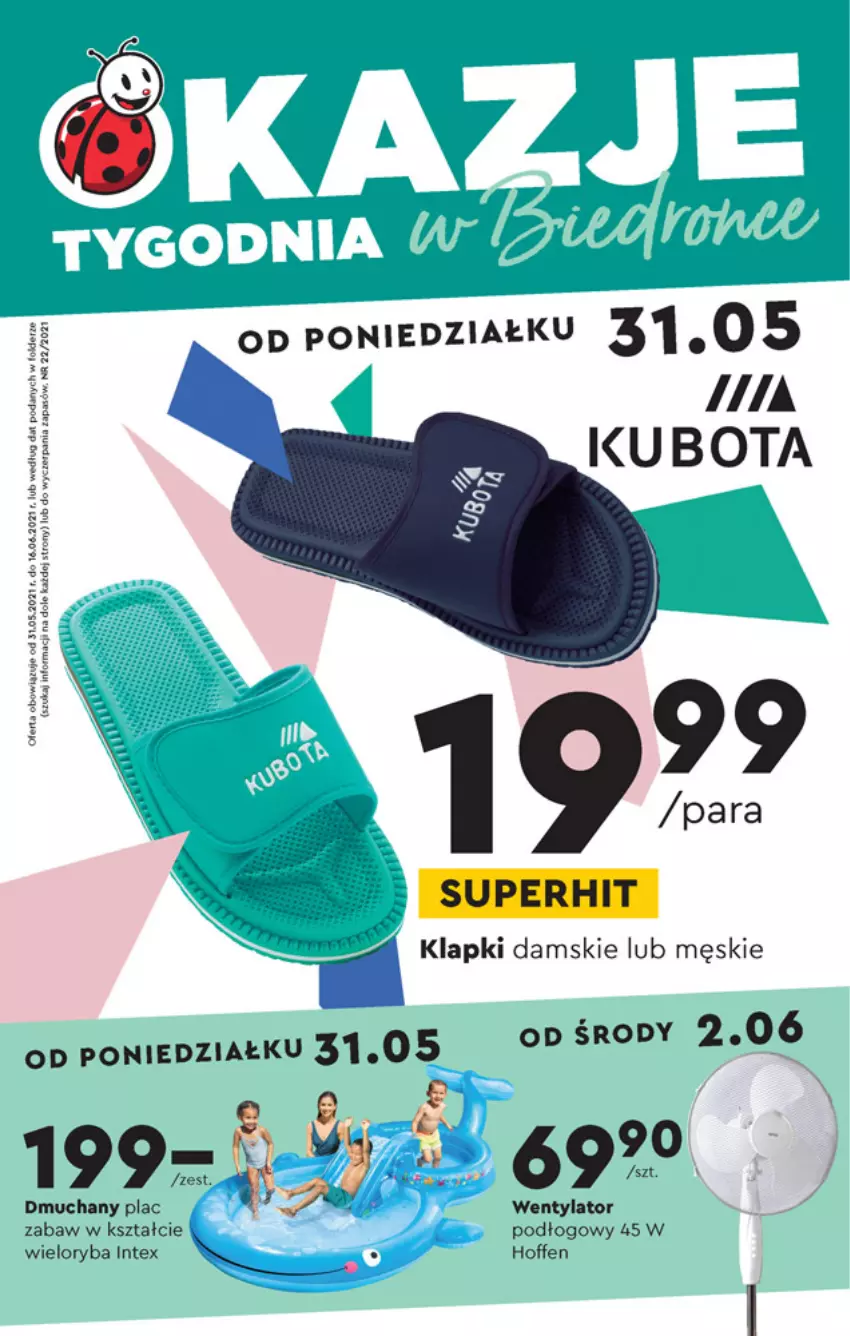 Gazetka promocyjna Biedronka - Okazje tygodnia - ważna 31.05 do 12.06.2021 - strona 1 - produkty: Klapki, Ryba