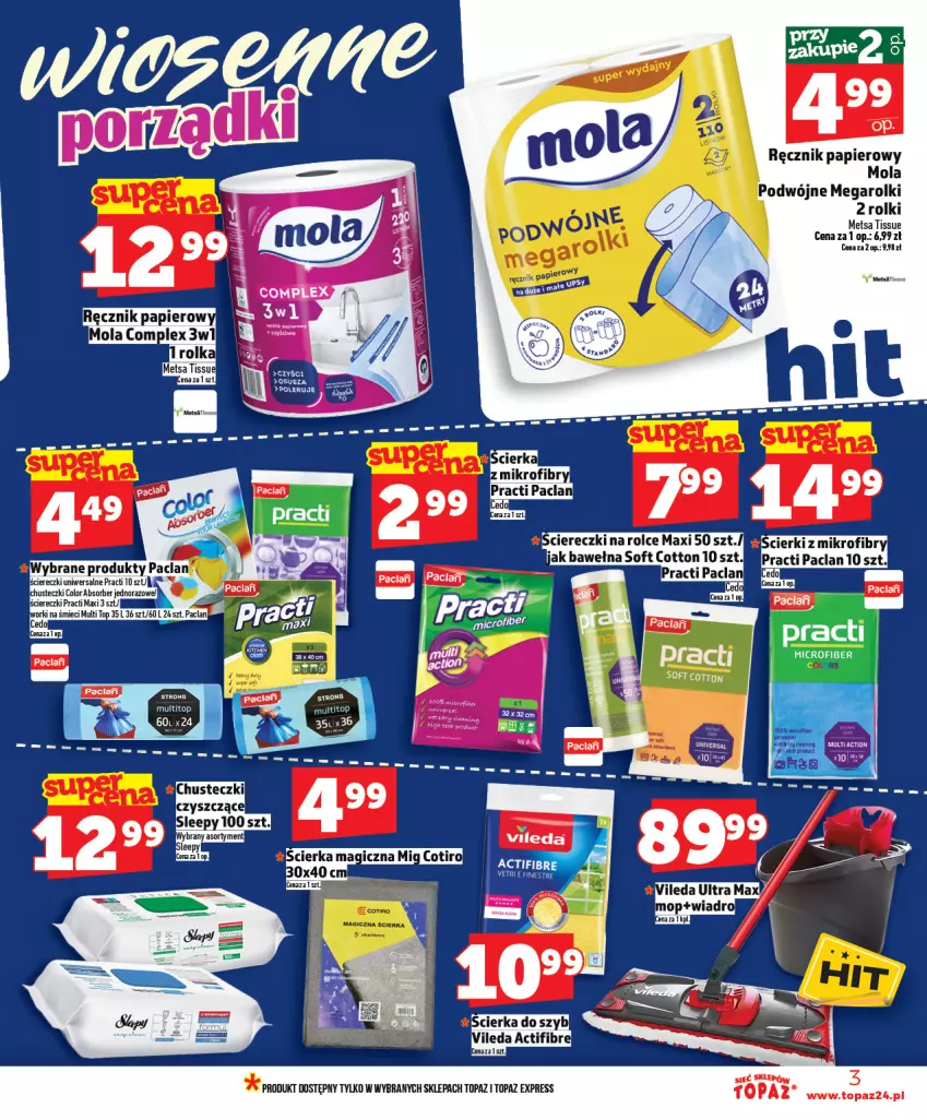 Gazetka promocyjna Topaz - Gazetka - ważna 12.03 do 18.03.2026 - strona 3 - produkty: Fa, Mola, Papier, Ręcznik, Rolki, Top