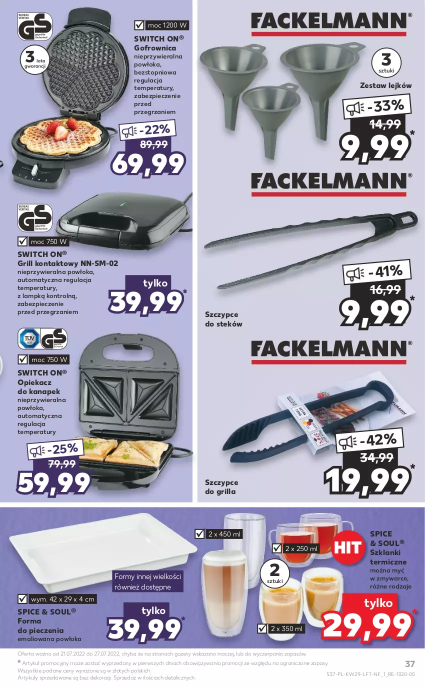 Gazetka promocyjna Kaufland - OFERTA TYGODNIA - ważna 21.07 do 27.07.2022 - strona 37 - produkty: Forma do pieczenia, Gofrownica, Gra, Grill, Grill kontaktowy, Lanki, Opiekacz do kanapek, Piec, Stek, Szczypce, Top