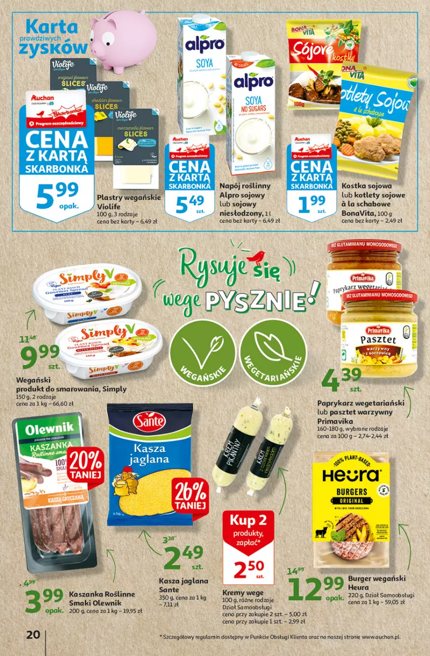 Gazetka promocyjna Auchan - Rysuje się porządek na biurku Hipermarkety - ważna 12.08 do 18.08.2021 - strona 20 - produkty: Burger, Fa, Kasza, Kasza jaglana, Kaszanka, Kotlet, LANA, Olewnik, Papryka, Paprykarz, Pasztet, Prima, Primavika, Sante