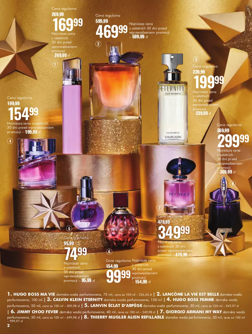 Gazetka promocyjna Super Pharm - Gazetka - ważna 01.12 do 24.12.2023 - strona 2 - produkty: Bell, Calvin Klein, Giorgio Armani, Hugo Boss, Jimmy Choo, Lancôme, Lanvin, Perfum, Thierry Mugler, Woda, Woda perfumowana