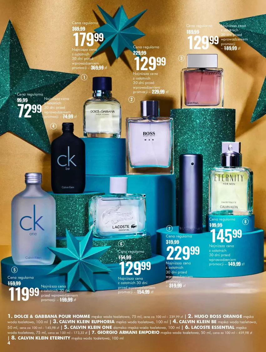 Gazetka promocyjna Super Pharm - Gazetka - ważna 01.12 do 24.12.2023 - strona 4 - produkty: Calvin Klein, Giorgio Armani, Hugo Boss, Lacoste, Por, Woda, Woda toaletowa