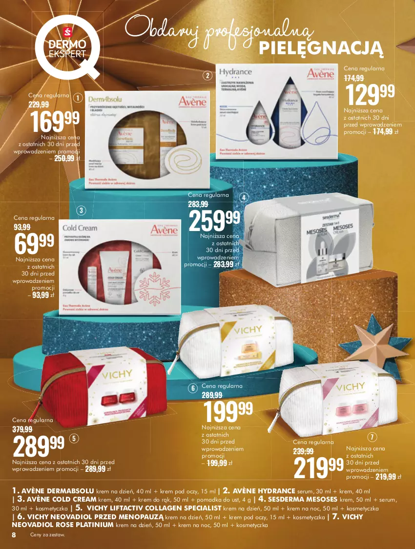 Gazetka promocyjna Super Pharm - Gazetka - ważna 01.12 do 24.12.2023 - strona 8 - produkty: Avène, Cold Cream, Kosmetyczka, Krem do rąk, Krem na dzień, Krem na noc, Krem pod oczy, Rum, Ser, Serum, Sesderma, Sos, Vichy