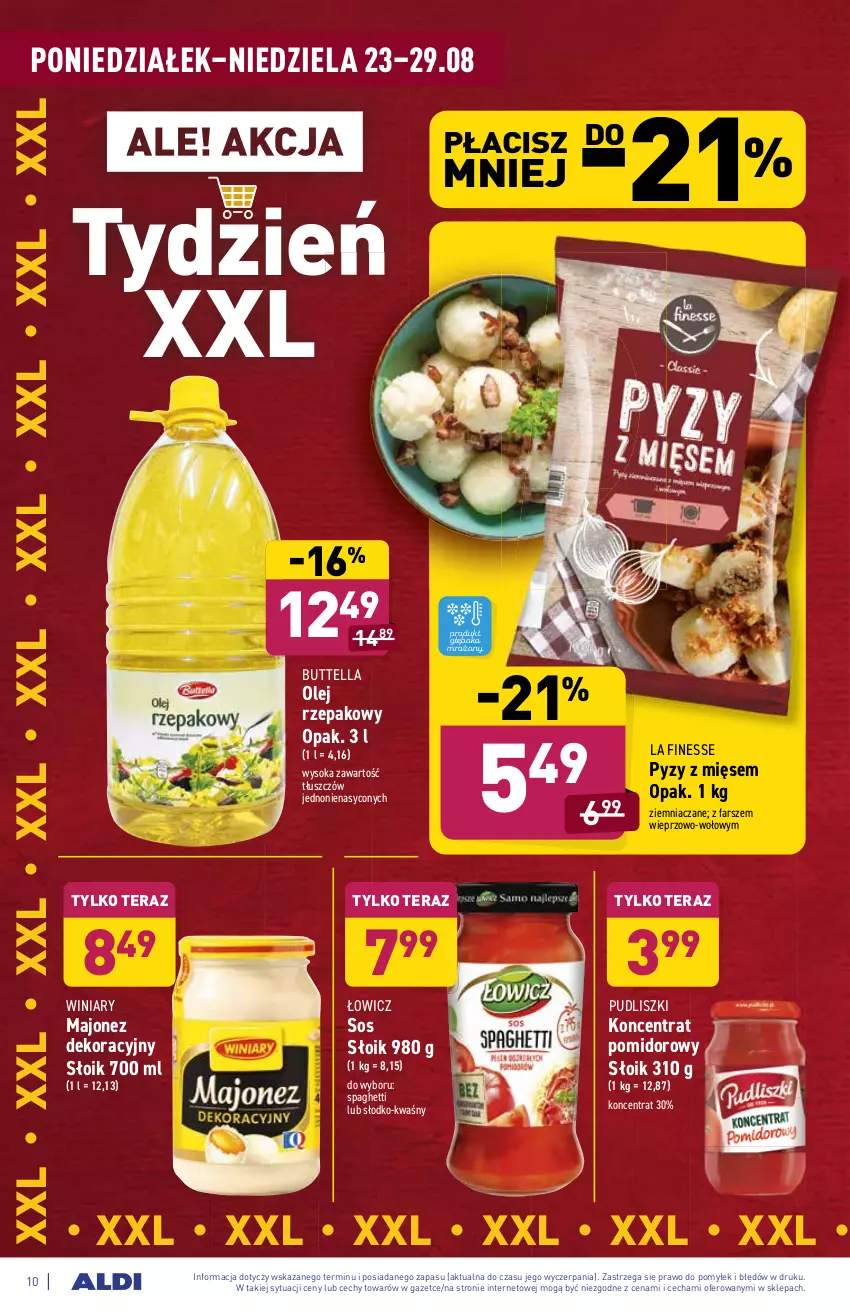 Gazetka promocyjna Aldi - ważna 23.08 do 29.08.2021 - strona 10 - produkty: Fa, Koncentrat pomidorowy, Majonez, Olej, Olej rzepakowy, Pudliszki, Sok, Sos, Spaghetti, Tera, Winiary