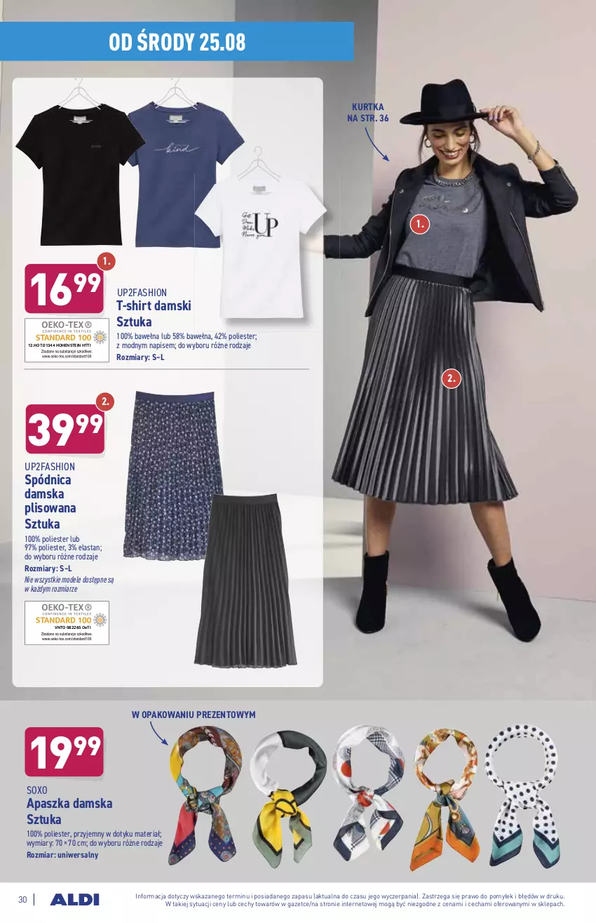 Gazetka promocyjna Aldi - ważna 23.08 do 29.08.2021 - strona 30 - produkty: Fa, Kurtka, Spódnica, T-shirt, Wełna